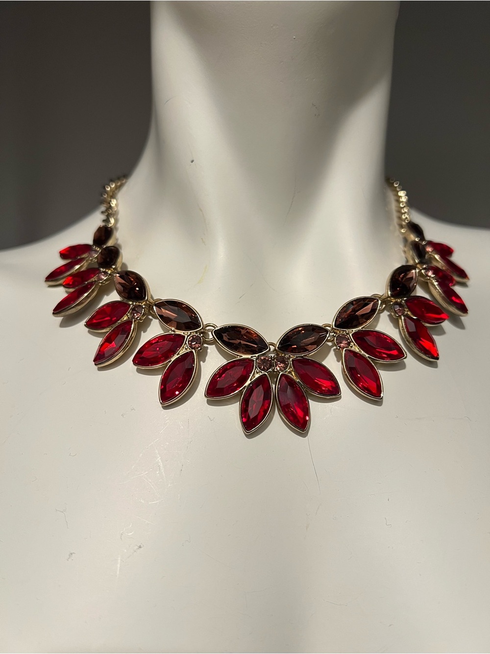 Aldo Red Crystal Adjustable Necklace/Choker with Gold Chain
